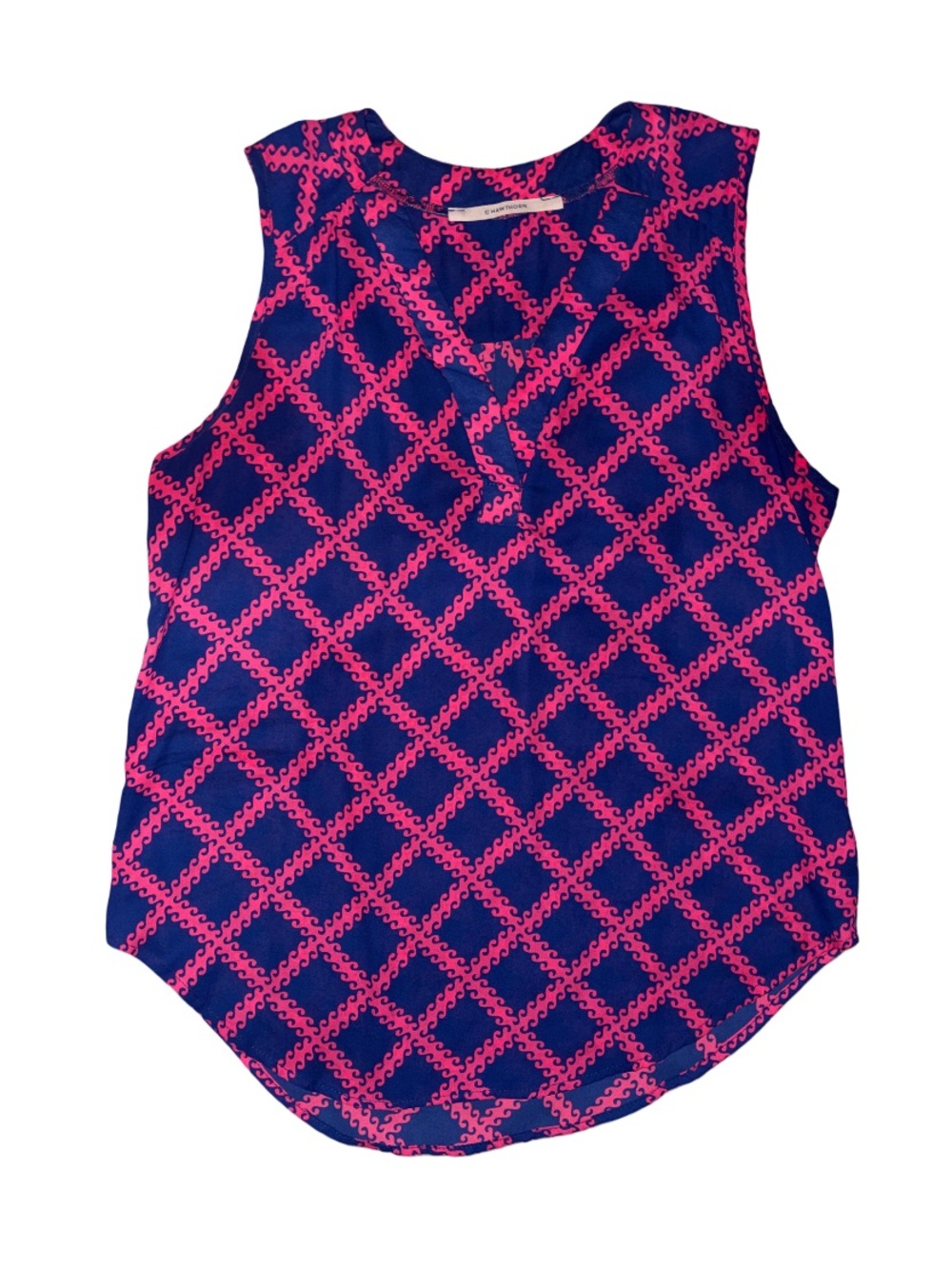 41 Hawthorn Navy & Pink Sleeveless Lattice Patterned Blouse